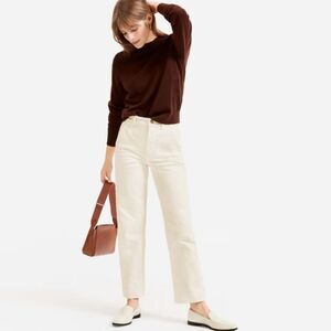 Everlane Cropped Straight Tall Pants Cream Beige White Size 10